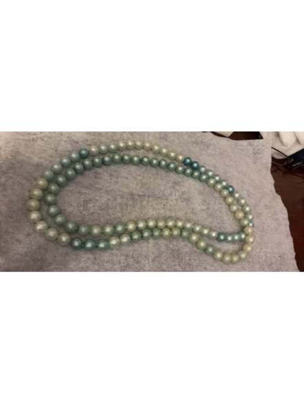 Long Faux Pearl Strand Necklace- light blue and white